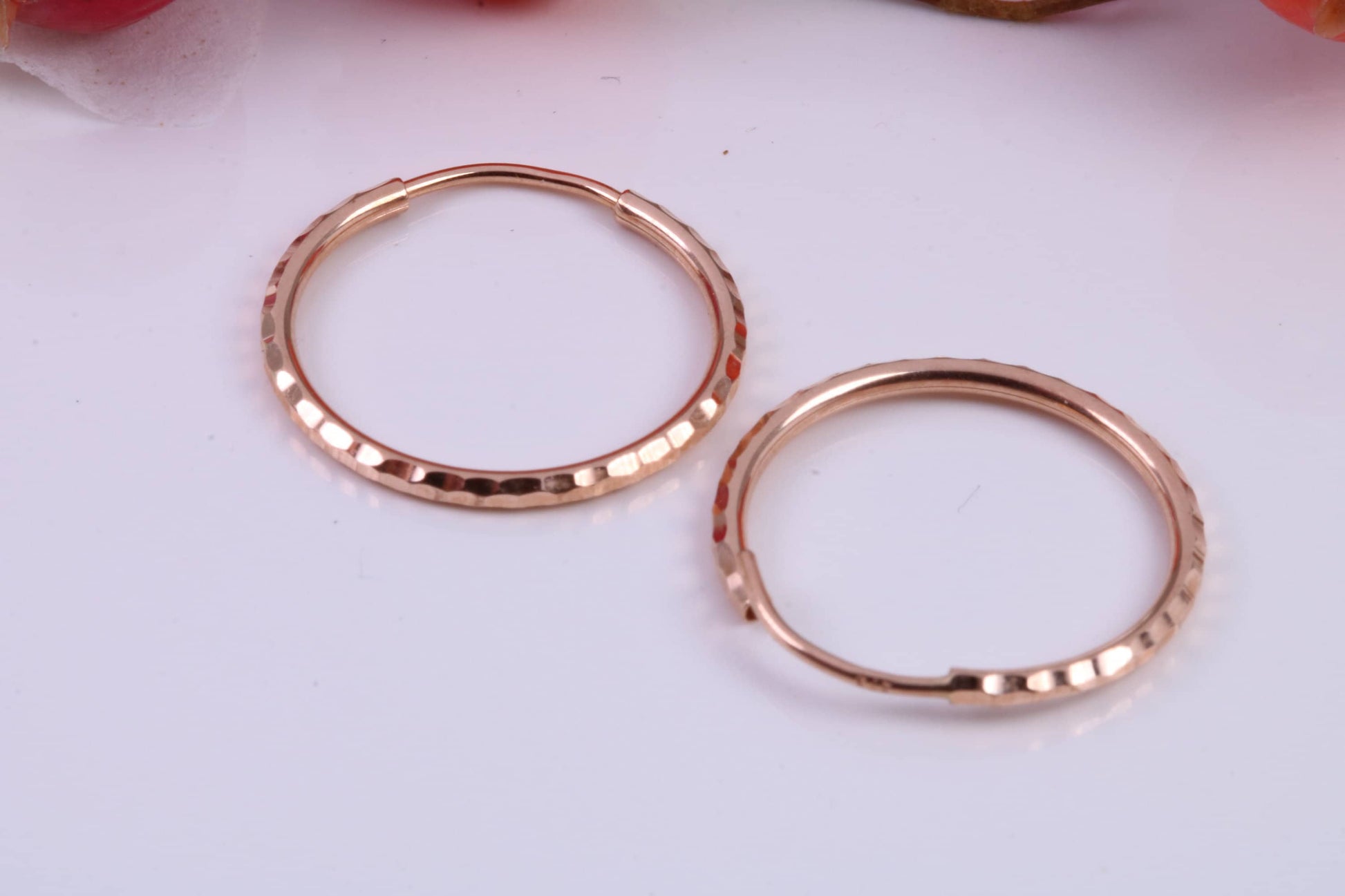 19 mm Round Diamond cut Sleeper Earrings Made from 9ct Rose Gold
