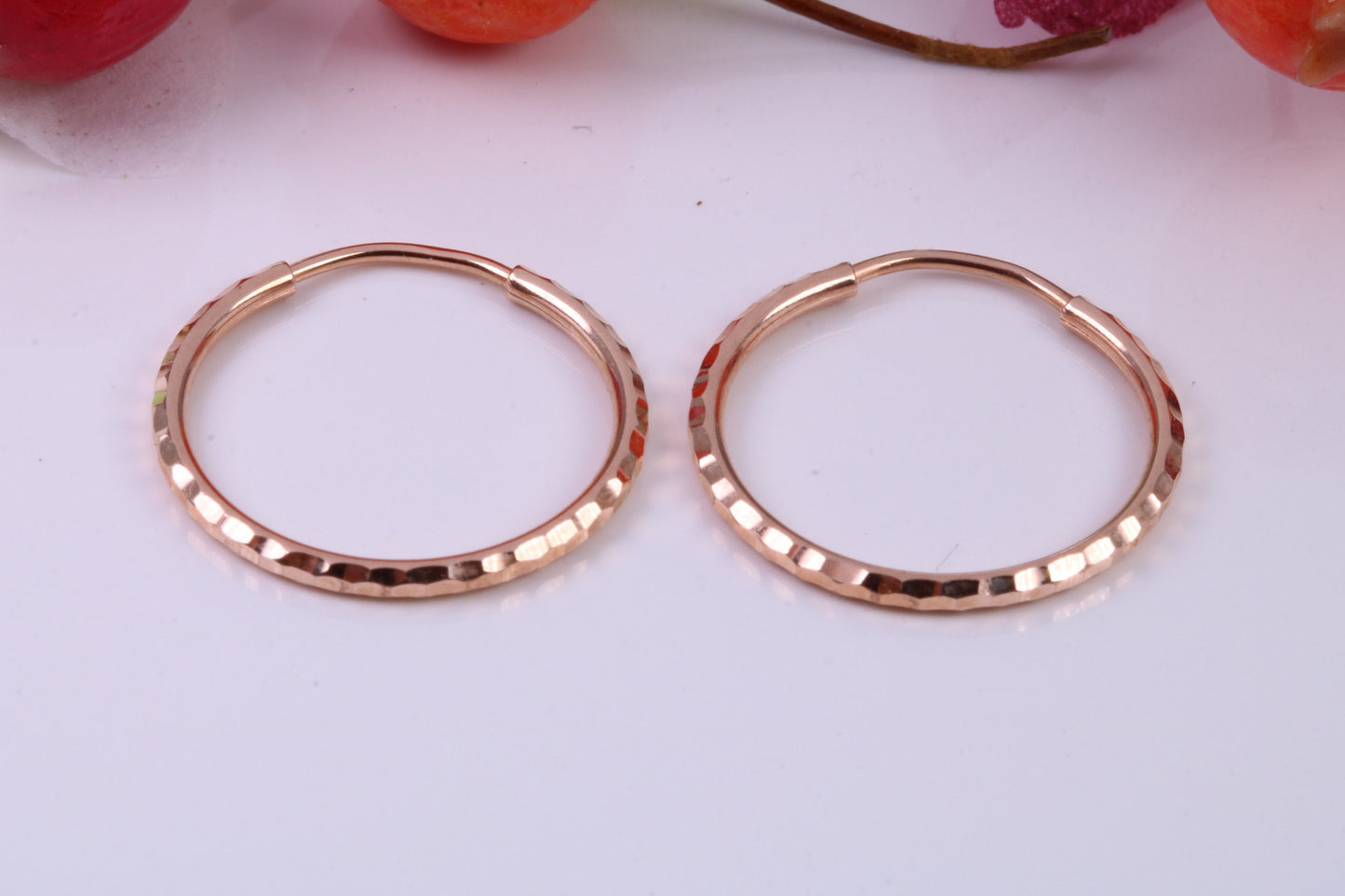19 mm Round Diamond cut Sleeper Earrings Made from 9ct Rose Gold