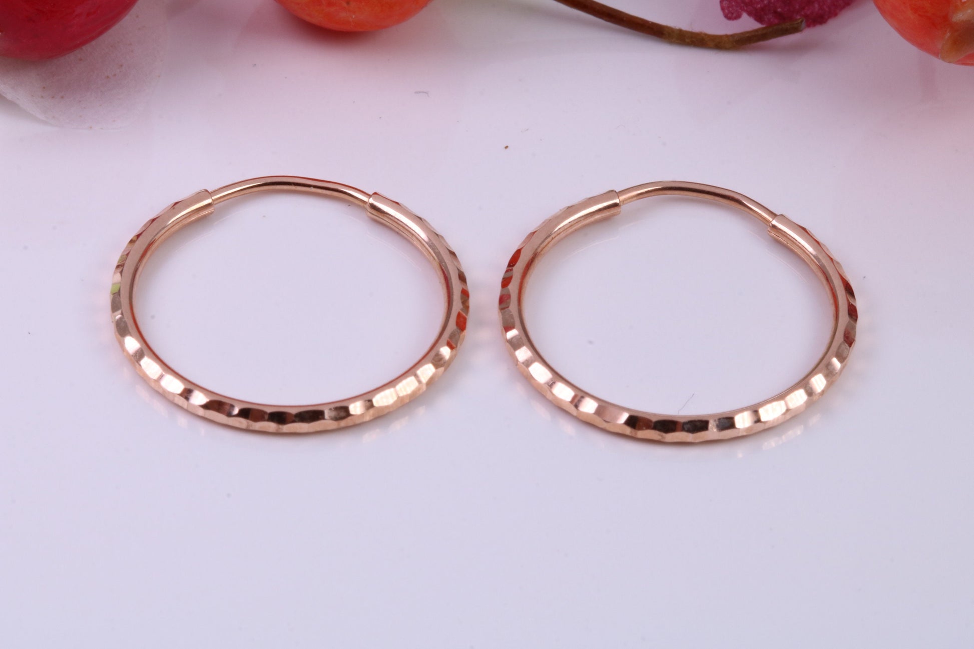 19 mm Round Diamond cut Sleeper Earrings Made from 9ct Rose Gold