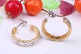 20 mm Round Creole Hoop Earrings Made from 925 Grade Sterling Silver, C Z set and Yellow Gold Pated