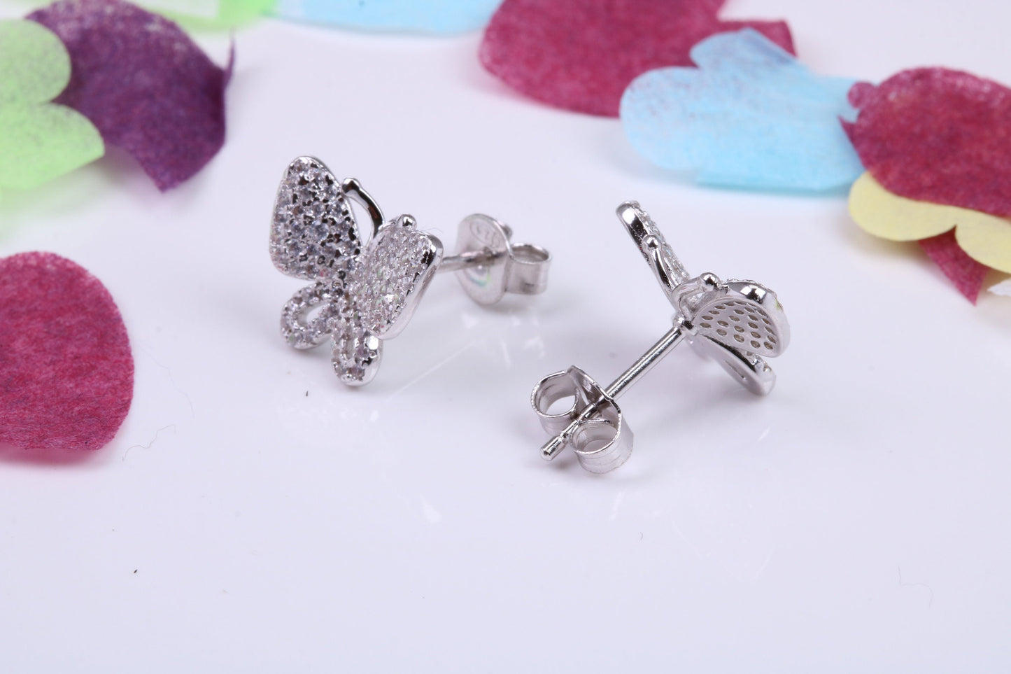 Butterfly Cubic Zirconia set Earrings, Very Dressy, Made from Solid 925 Grade Sterling Silver