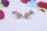 Love Heart Shaped Cubic Zirconia set Earrings, Very Dressy, Made from Solid 925 Grade Sterling Silver