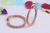 25 mm Round Hoop Cubic Zirconia set Earrings, Very Dressy, Made from Solid 925 Grade Sterling Silver, 18ct Rose Gold Plated
