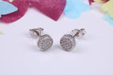 7 mm Round Cluster Cubic Zirconia set Earrings, Very Dressy, Made from Solid 925 Grade Sterling Silver