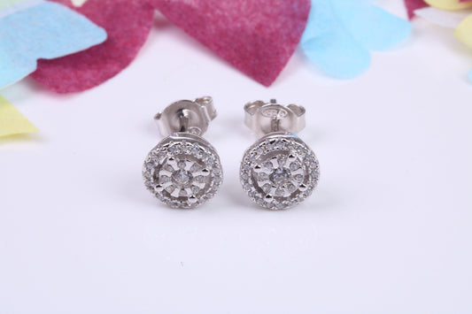 8 mm Round Cluster Cubic Zirconia set Earrings, Very Dressy, Made from Solid 925 Grade Sterling Silver