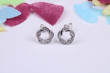 9 mm Round Flower Cluster Cubic Zirconia set Earrings, Very Dressy, Made from Solid 925 Grade Sterling Silver