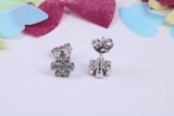 8 mm Round Daisy Flower Cluster Cubic Zirconia set Earrings, Very Dressy, Made from Solid 925 Grade Sterling Silver