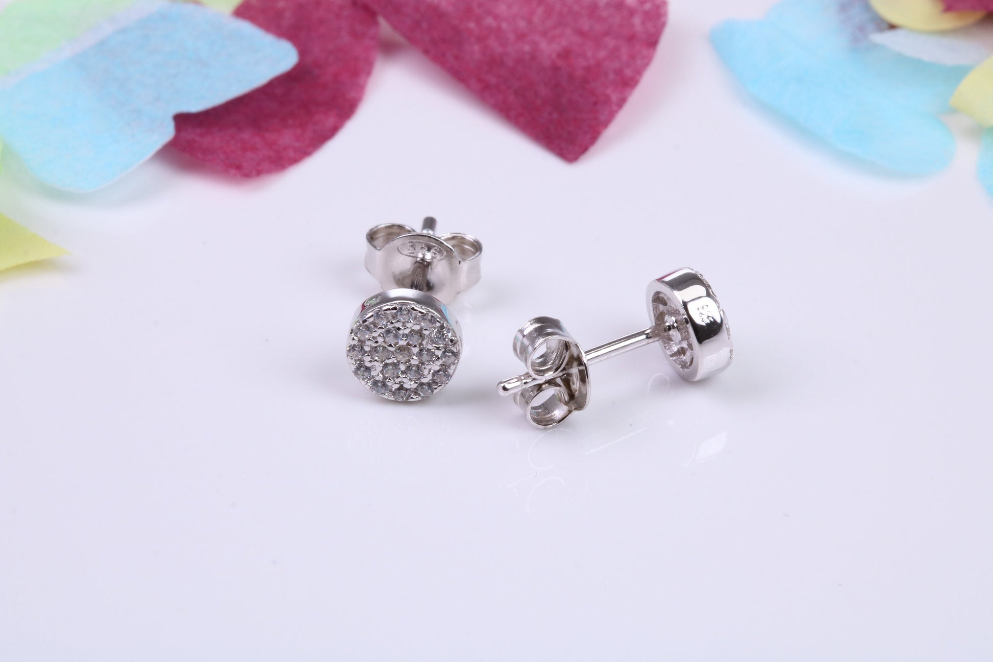 6 mm Round Cluster Cubic Zirconia set Earrings, Very Dressy, Made from Solid 925 Grade Sterling Silver