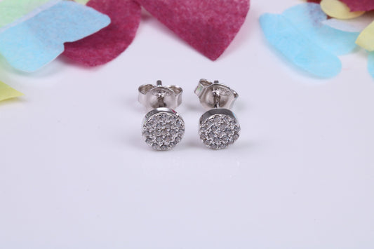 6 mm Round Cluster Cubic Zirconia set Earrings, Very Dressy, Made from Solid 925 Grade Sterling Silver