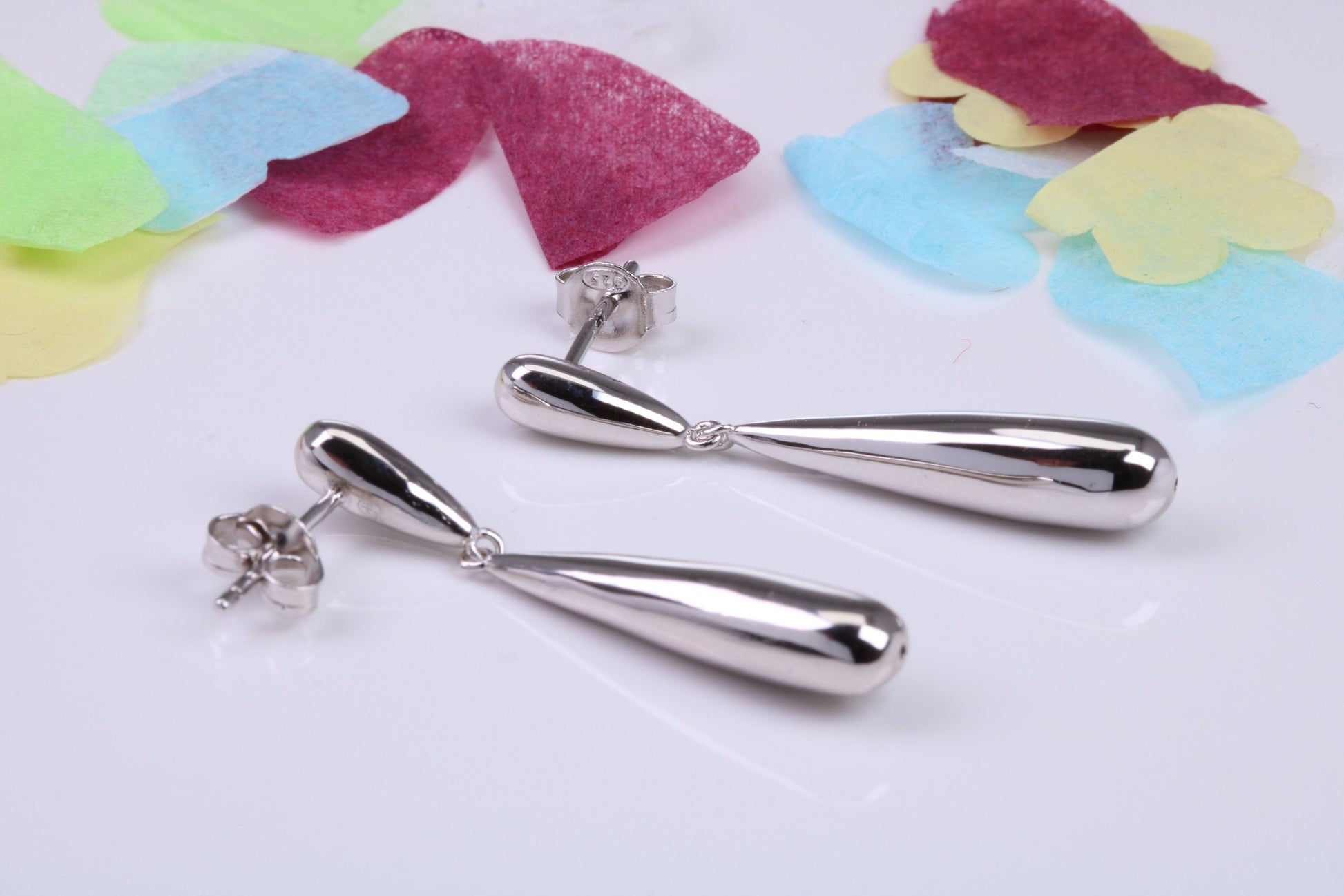 37 mm Long Dropper Earrings, Made from Solid 925 Grade Sterling Silver