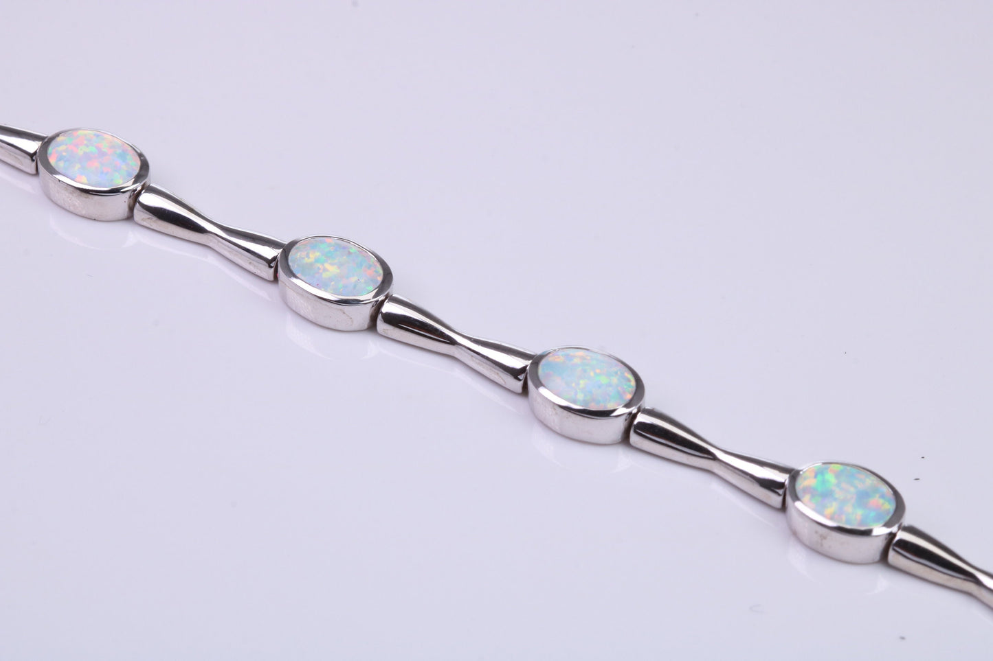 White Opal set Bracelet, made from solid Sterling Silver