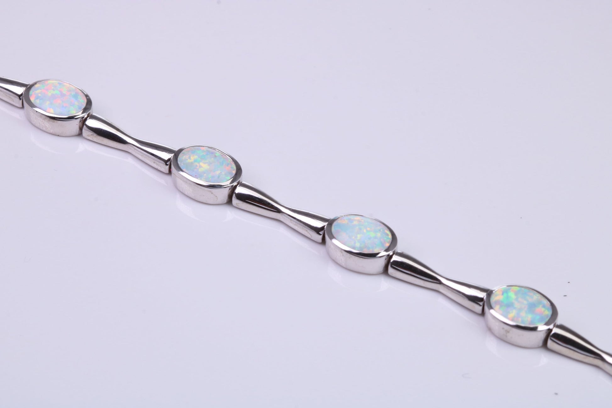 White Opal set Bracelet, made from solid Sterling Silver
