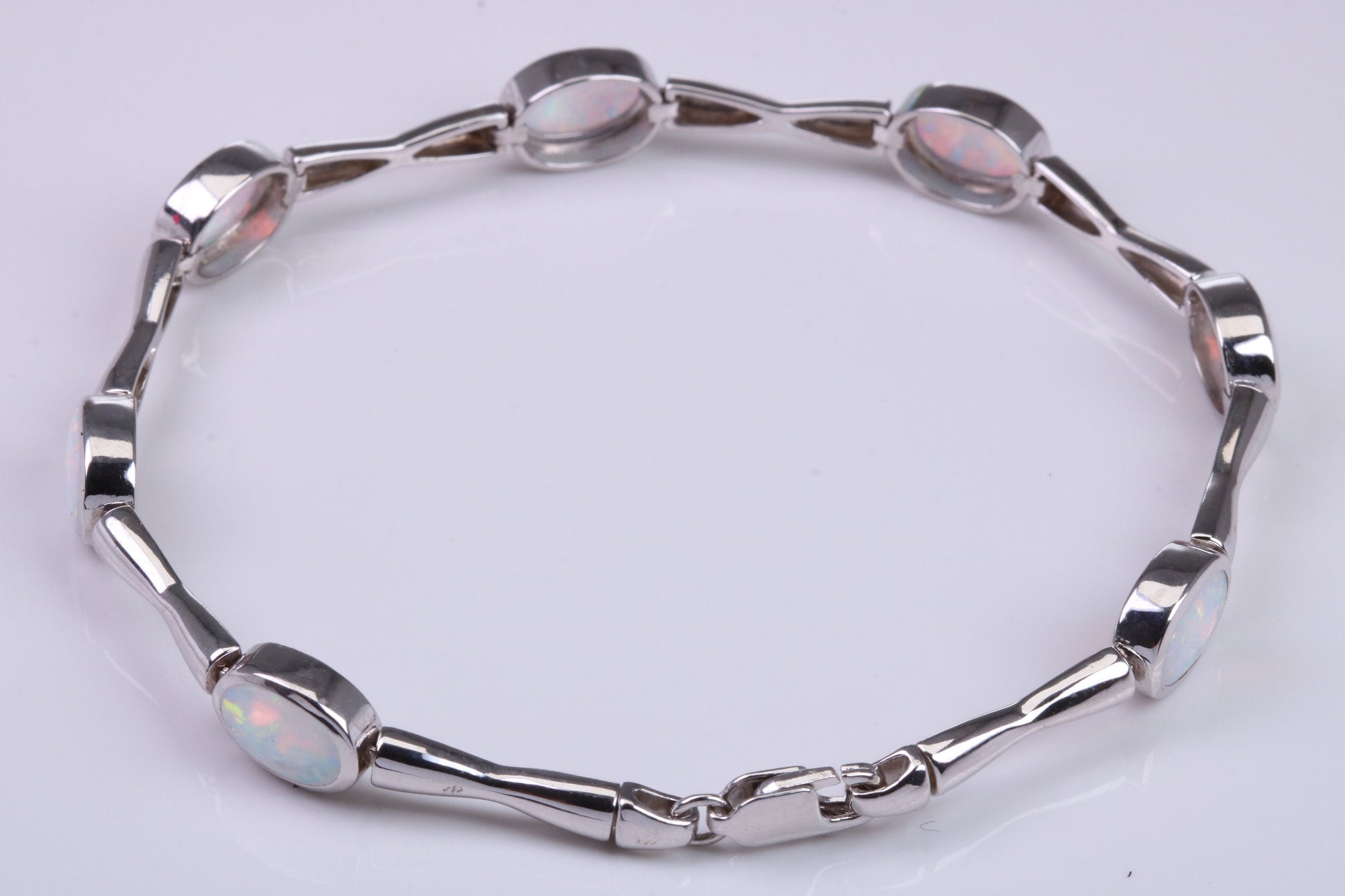 White Opal set Bracelet, made from solid Sterling Silver