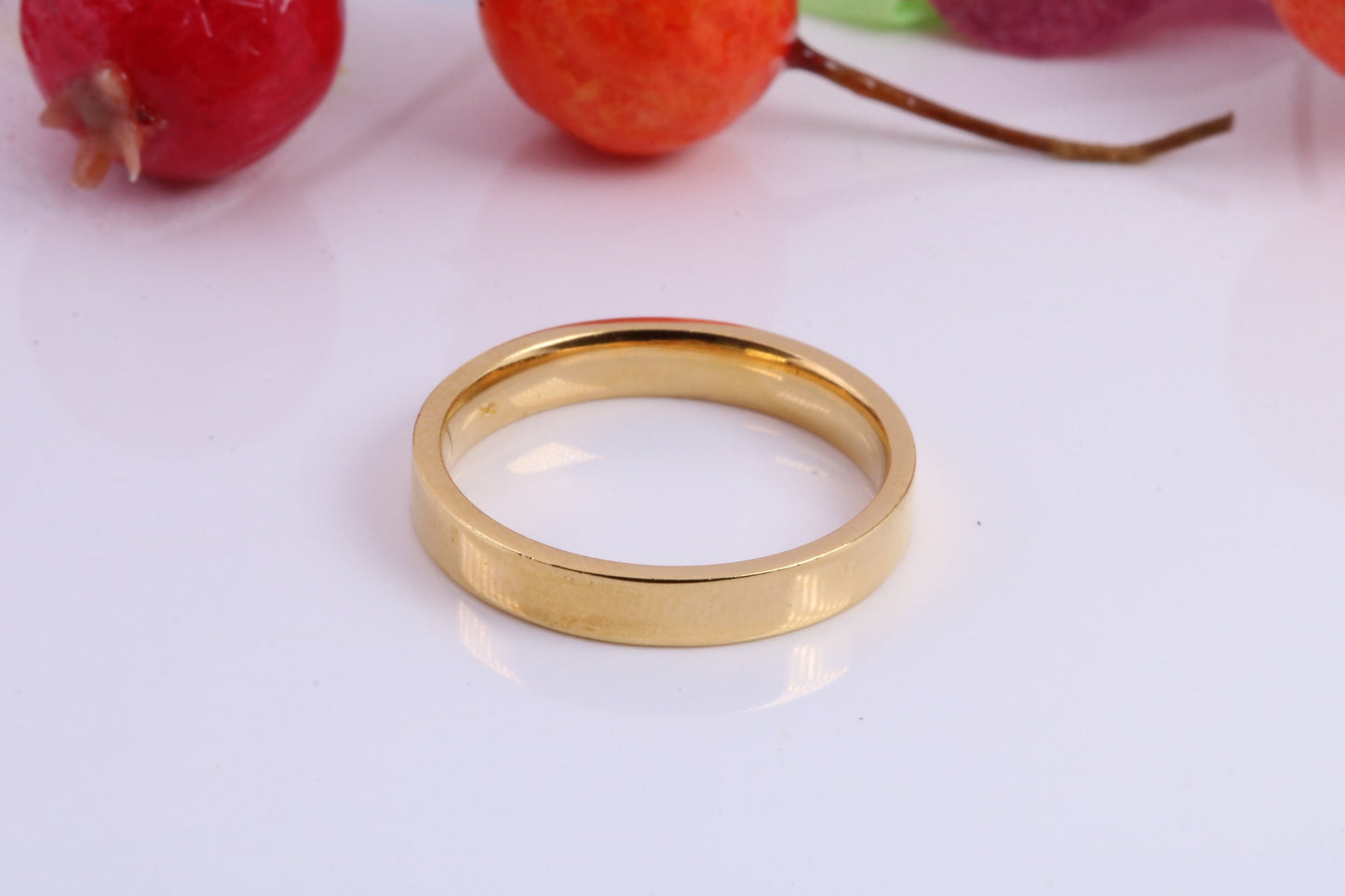 3 mm wide Simple Band, Flat Profile, Made from Solid Silver and Further 18ct Yellow Gold Plated