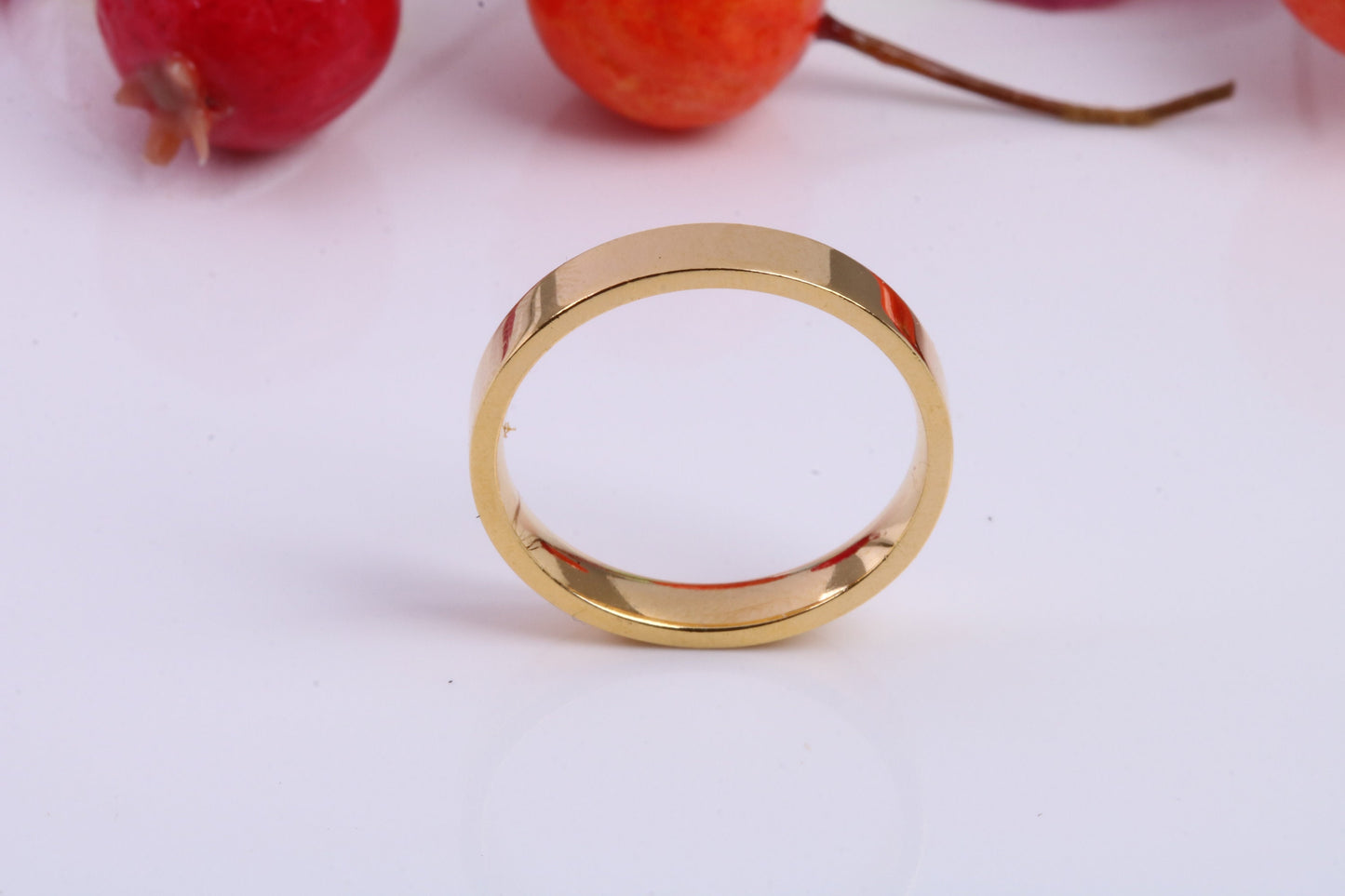 3 mm wide Simple Band, Flat Profile, Made from Solid Silver and Further 18ct Yellow Gold Plated