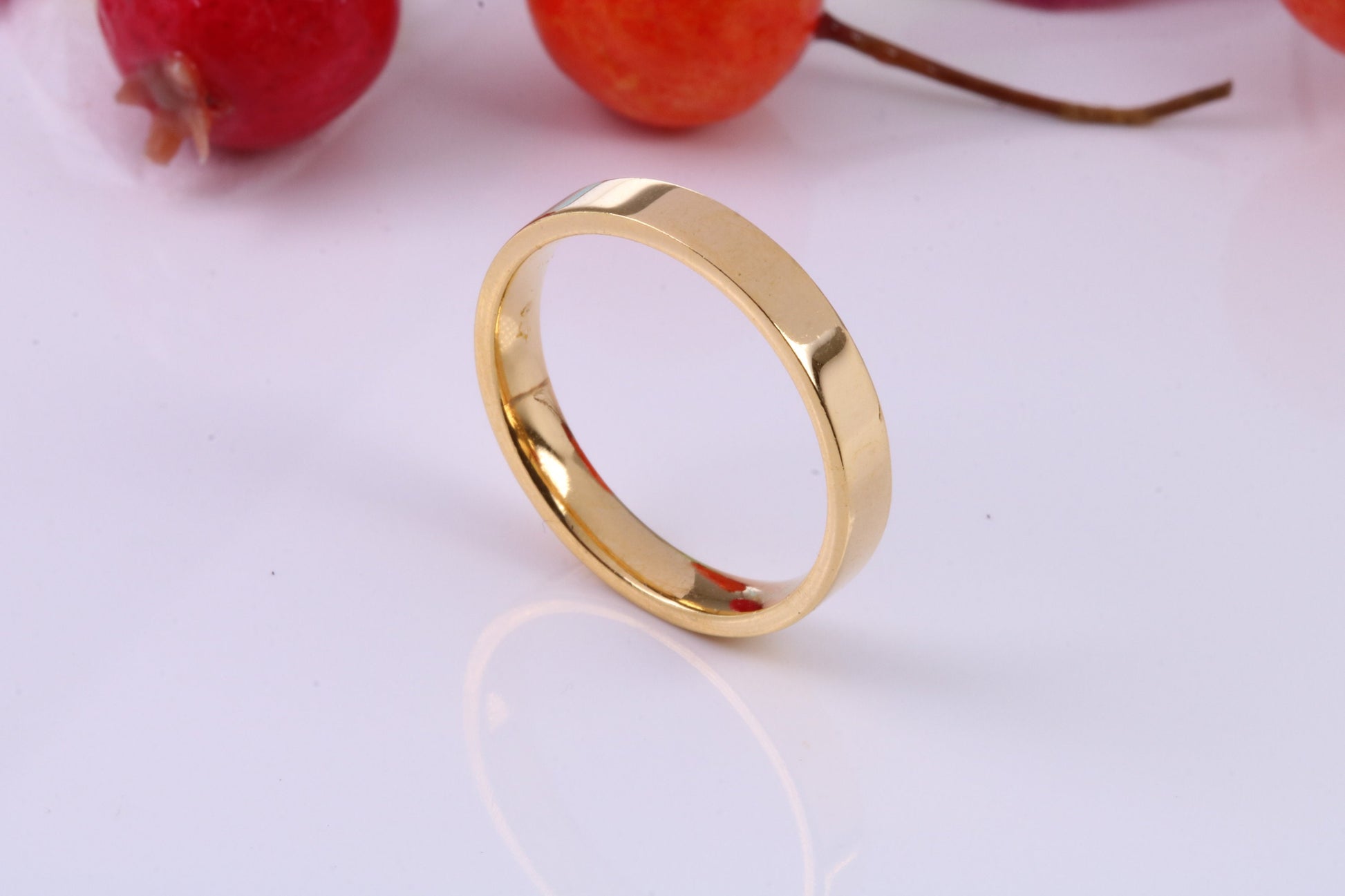 3 mm wide Simple Band, Flat Profile, Made from Solid Silver and Further 18ct Yellow Gold Plated