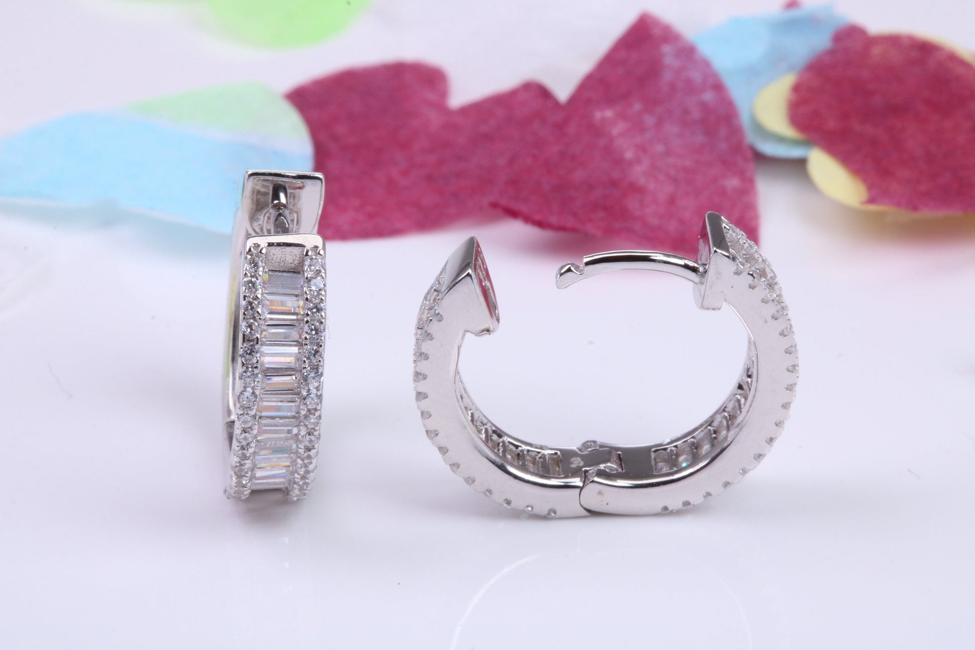 16 mm Round Hoop Cubic Zirconia set Earrings, Very Dressy, Made from Solid 925 Grade Sterling Silver