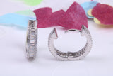 16 mm Round Hoop Cubic Zirconia set Earrings, Very Dressy, Made from Solid 925 Grade Sterling Silver