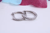 14 mm Round Hoop Cubic Zirconia set Earrings, Very Dressy, Made from Solid 925 Grade Sterling Silver