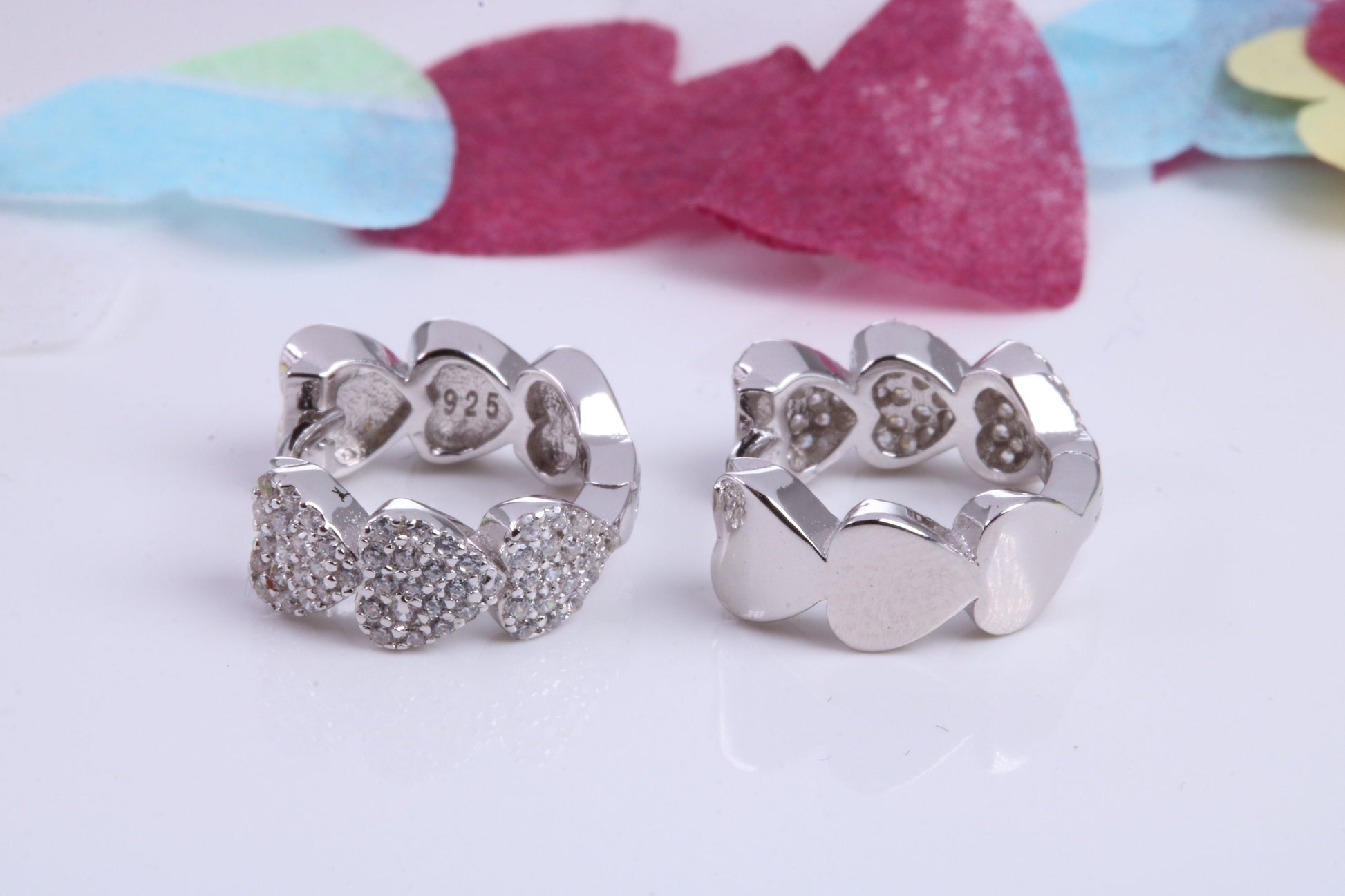 14 mm Round Hoop Cubic Zirconia set Earrings, Very Dressy, Made from Solid 925 Grade Sterling Silver