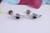 13 mm Long Cubic Zirconia set Earrings, Very Dressy, Made from Solid 925 Grade Sterling Silver
