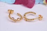 14 mm Round Hoop Cubic Zirconia set Earrings, Very Dressy, Made from Solid 925 Grade Sterling Silver, 18ct Yellow Gold Plated