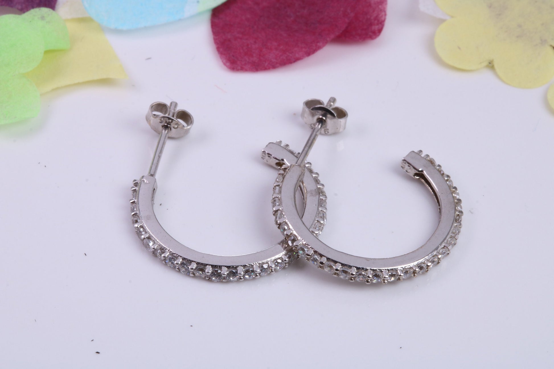 21 mm Round Hoop Cubic Zirconia set Earrings, Very Dressy, Made from Solid 925 Grade Sterling Silver