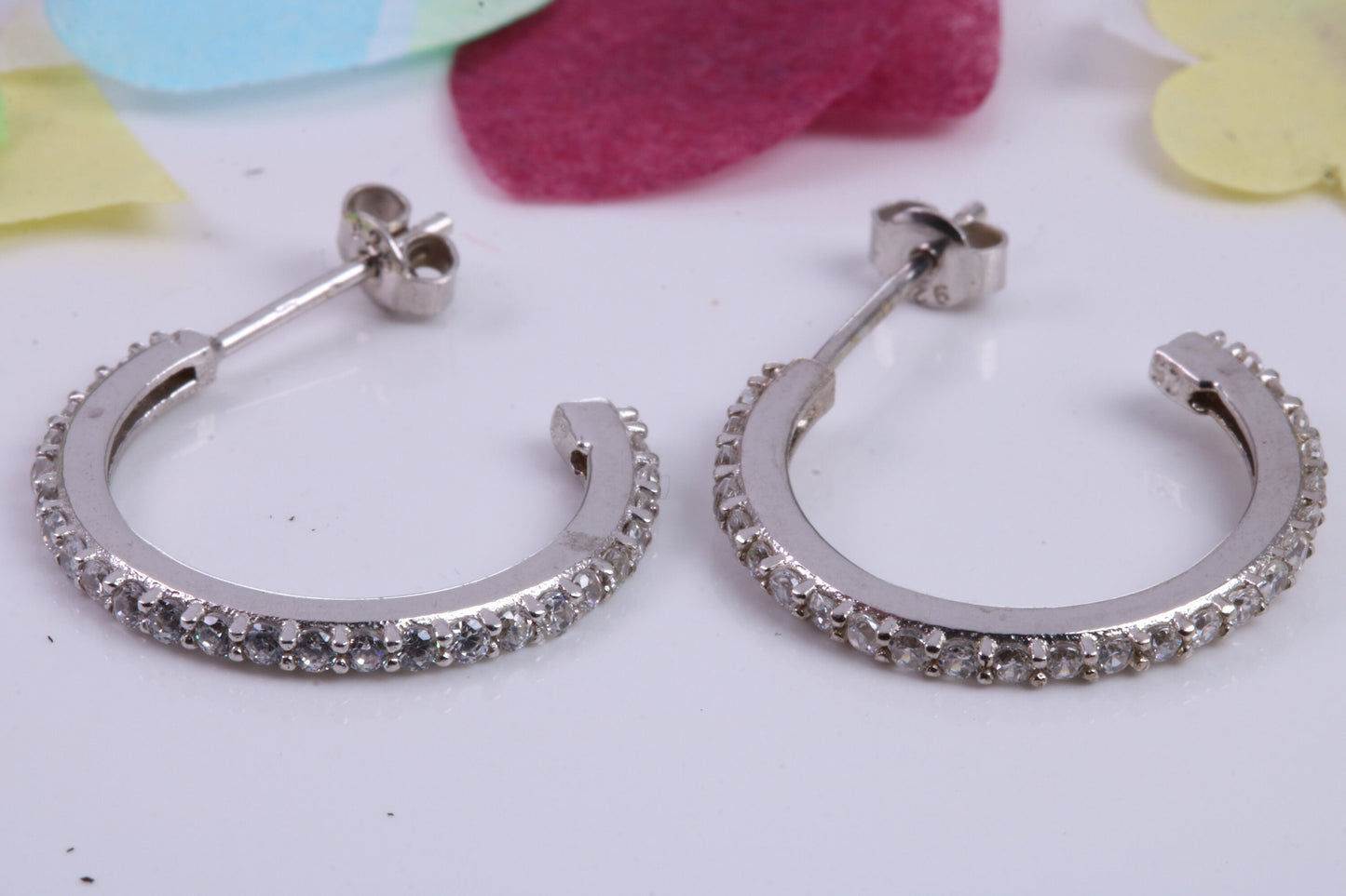 21 mm Round Hoop Cubic Zirconia set Earrings, Very Dressy, Made from Solid 925 Grade Sterling Silver