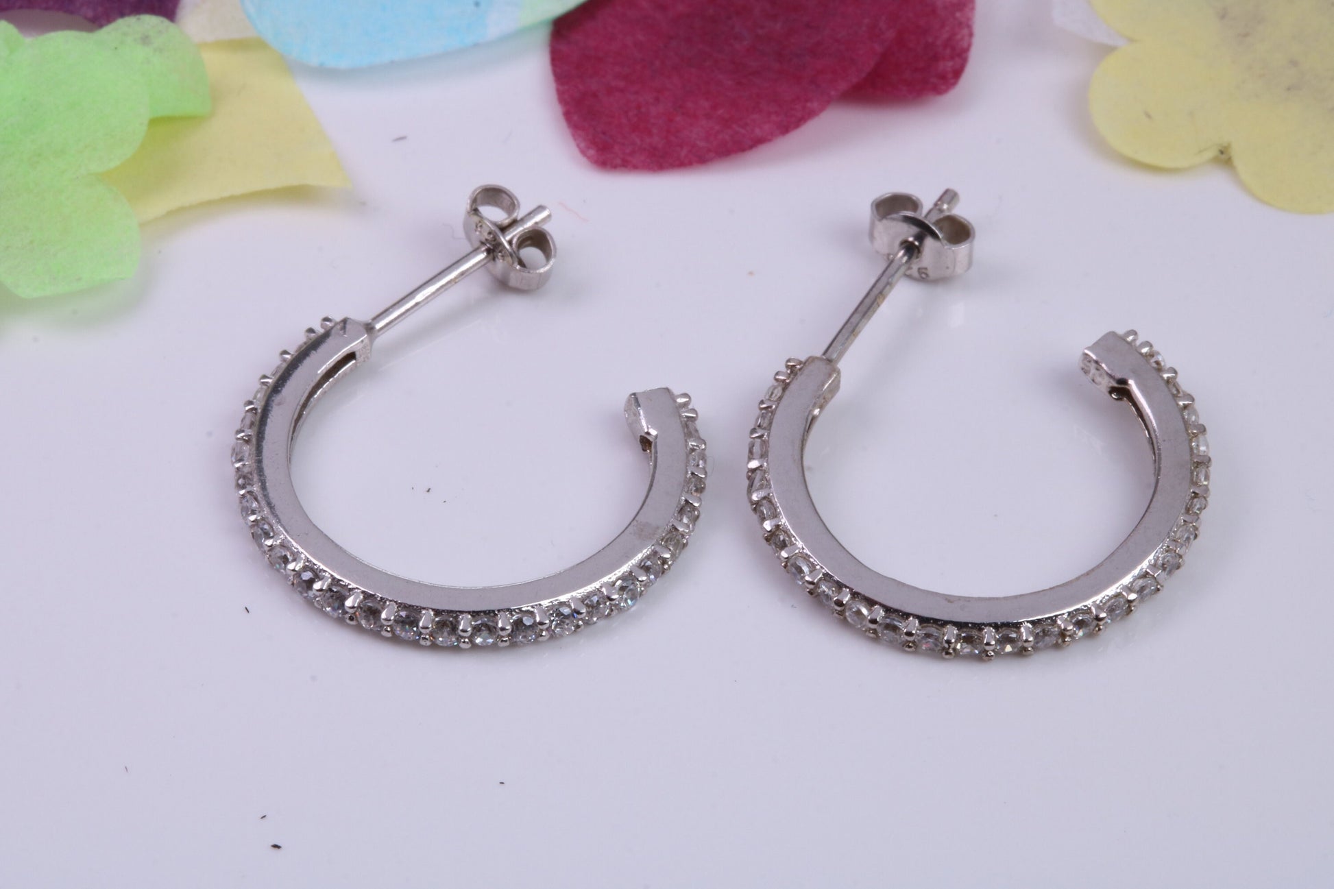 21 mm Round Hoop Cubic Zirconia set Earrings, Very Dressy, Made from Solid 925 Grade Sterling Silver