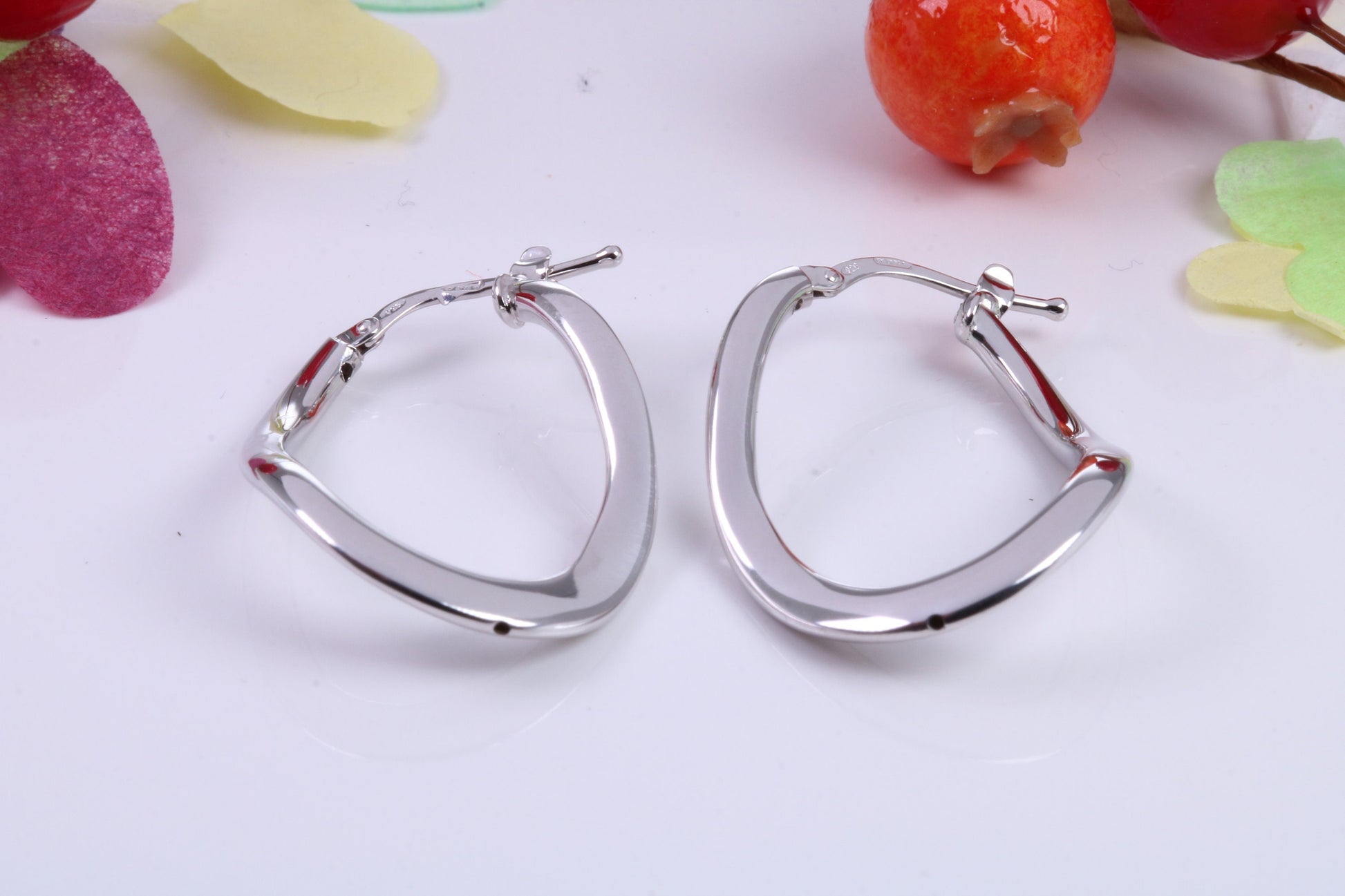 Large 30 mm Long Hoop Creole Earrings Made from Solid 925 Grade Sterling Silver