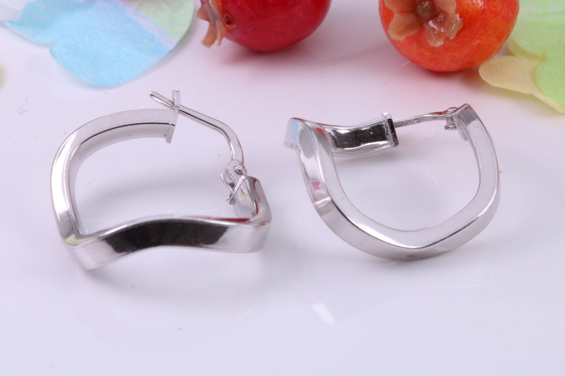 21 mm Long Creole Hoop Earrings Made from 925 Grade Sterling Silver