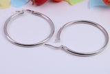 Large 35 mm Round Creole Hoop Earrings Made from 925 Grade Sterling Silver
