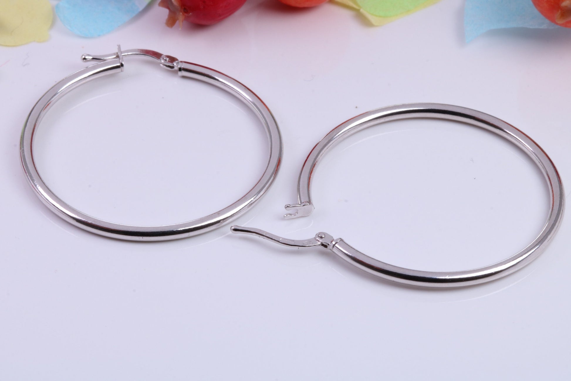 Large 35 mm Round Creole Hoop Earrings Made from 925 Grade Sterling Silver