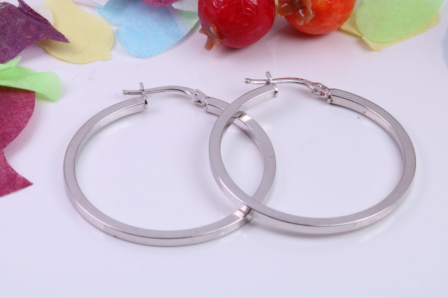 Large 35 mm Round Creole Hoop Earrings Made from 925 Grade Sterling Silver