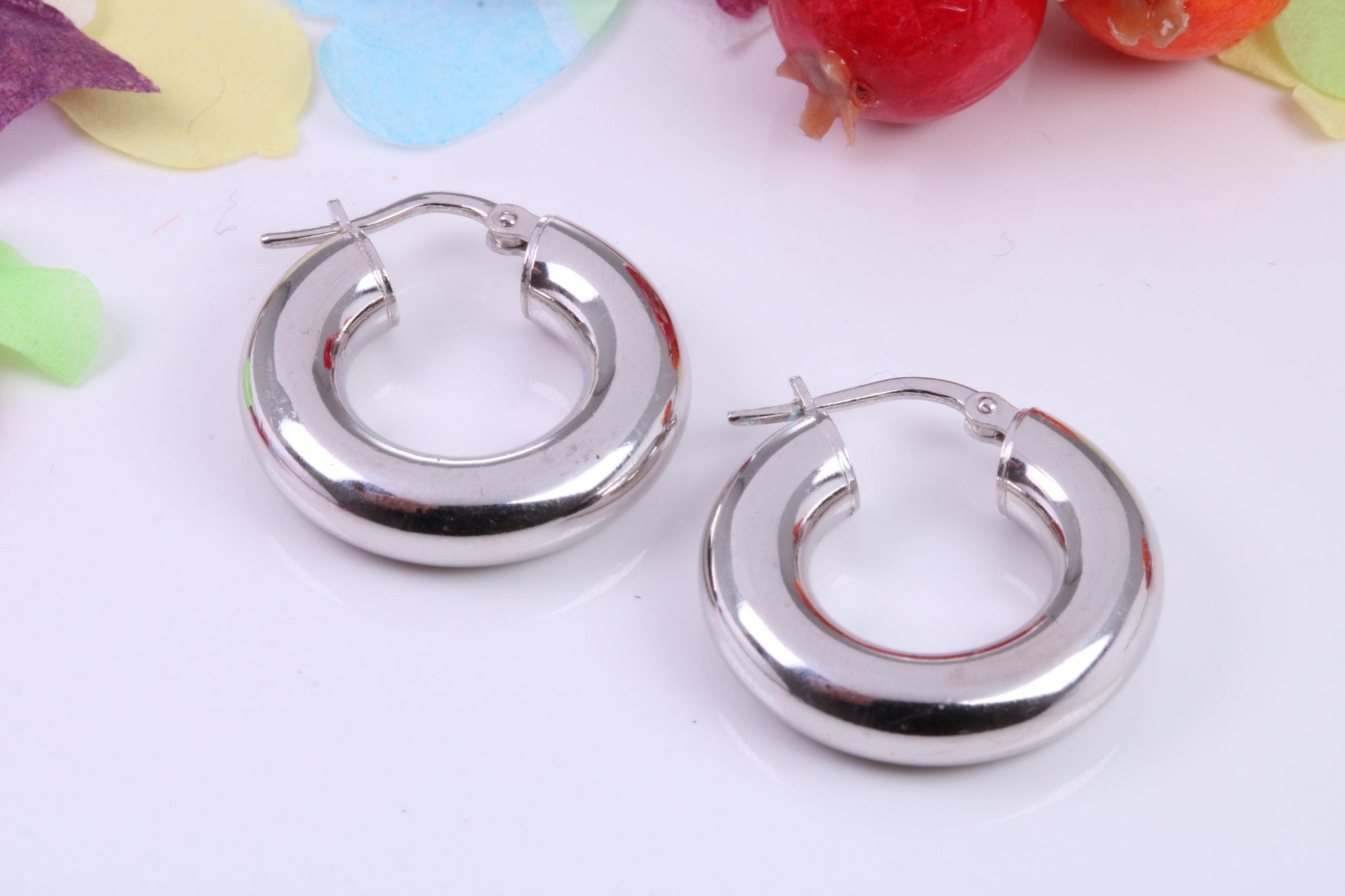 Chunky 20 mm Round Creole Hoop Earrings Made from 925 Grade Sterling Silver