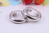 Chunky 20 mm Round Creole Hoop Earrings Made from 925 Grade Sterling Silver