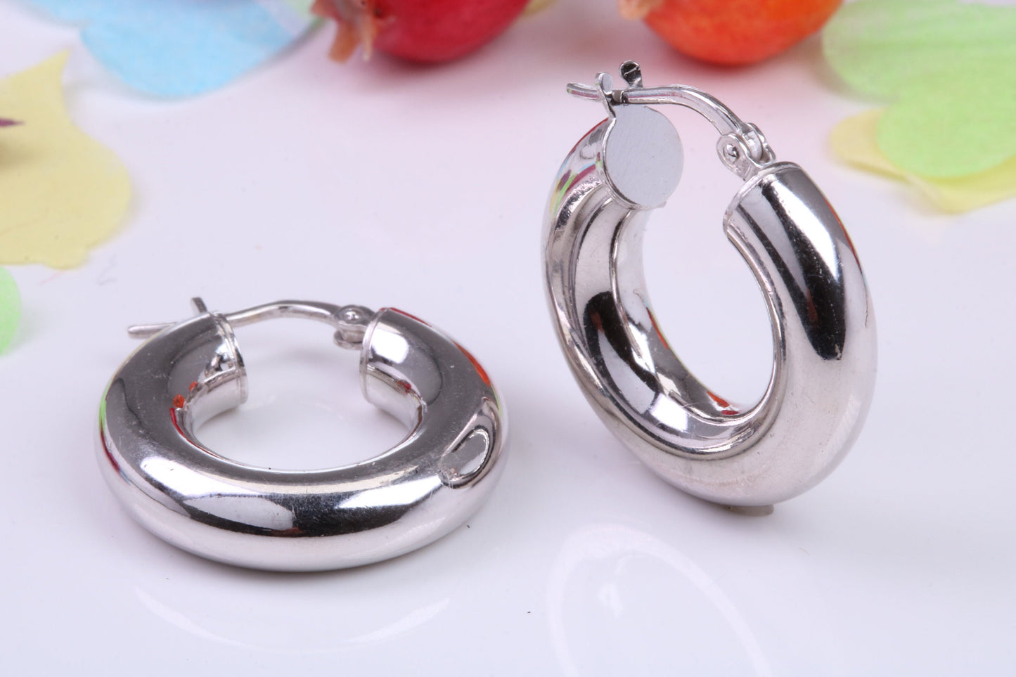 Chunky 20 mm Round Creole Hoop Earrings Made from 925 Grade Sterling Silver