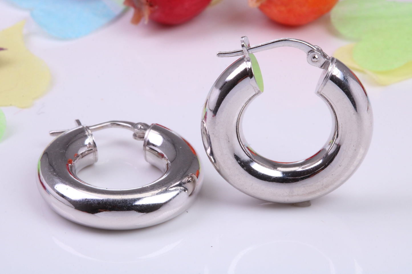 Chunky 20 mm Round Creole Hoop Earrings Made from 925 Grade Sterling Silver