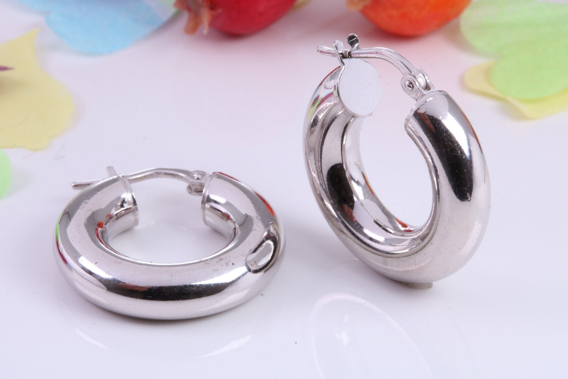 Chunky 20 mm Round Creole Hoop Earrings Made from 925 Grade Sterling Silver