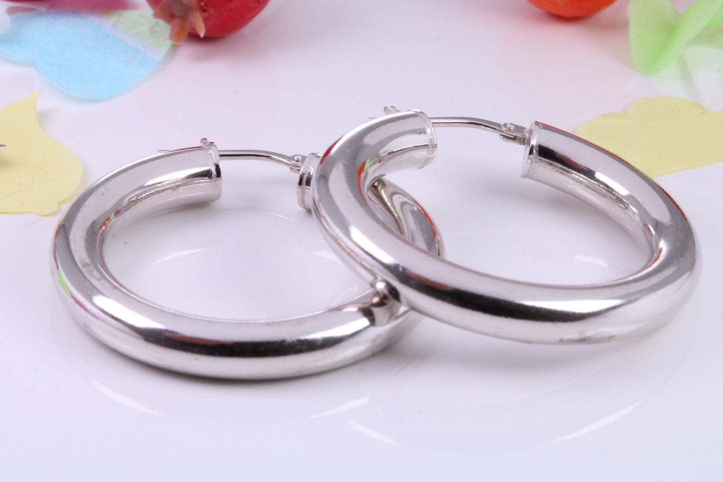 Chunky 35 mm Round Creole Hoop Earrings Made from 925 Grade Sterling Silver