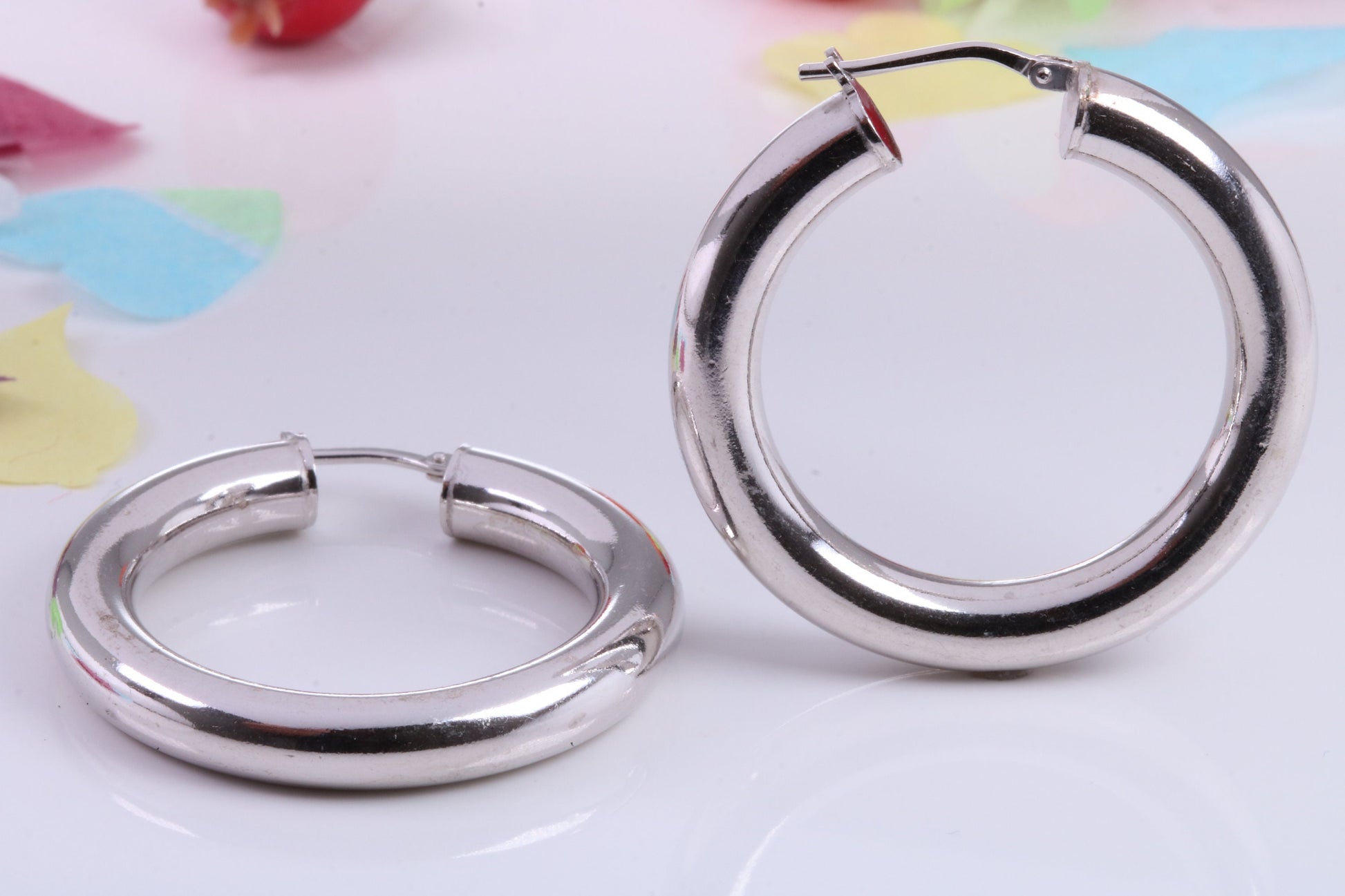 Chunky 35 mm Round Creole Hoop Earrings Made from 925 Grade Sterling Silver