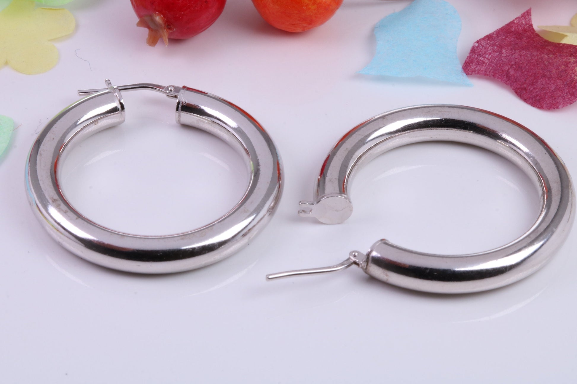 Chunky 35 mm Round Creole Hoop Earrings Made from 925 Grade Sterling Silver