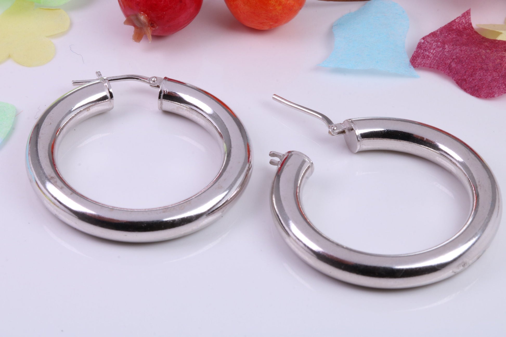 Chunky 35 mm Round Creole Hoop Earrings Made from 925 Grade Sterling Silver