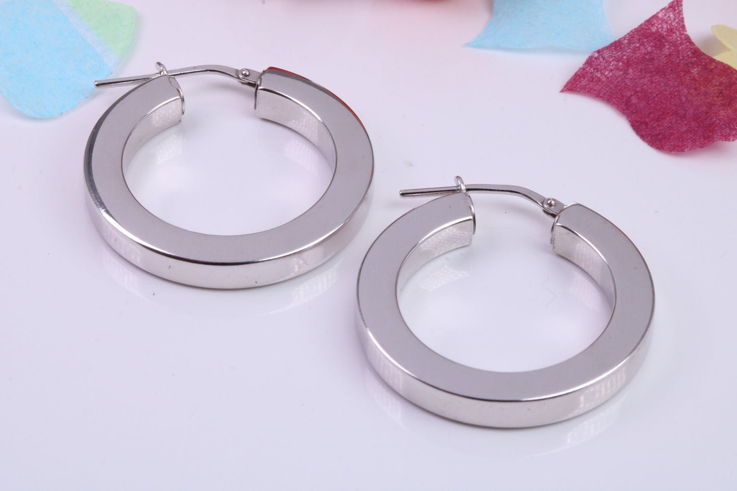 Chunky 28 mm Round Creole Hoop Earrings Made from 925 Grade Sterling Silver