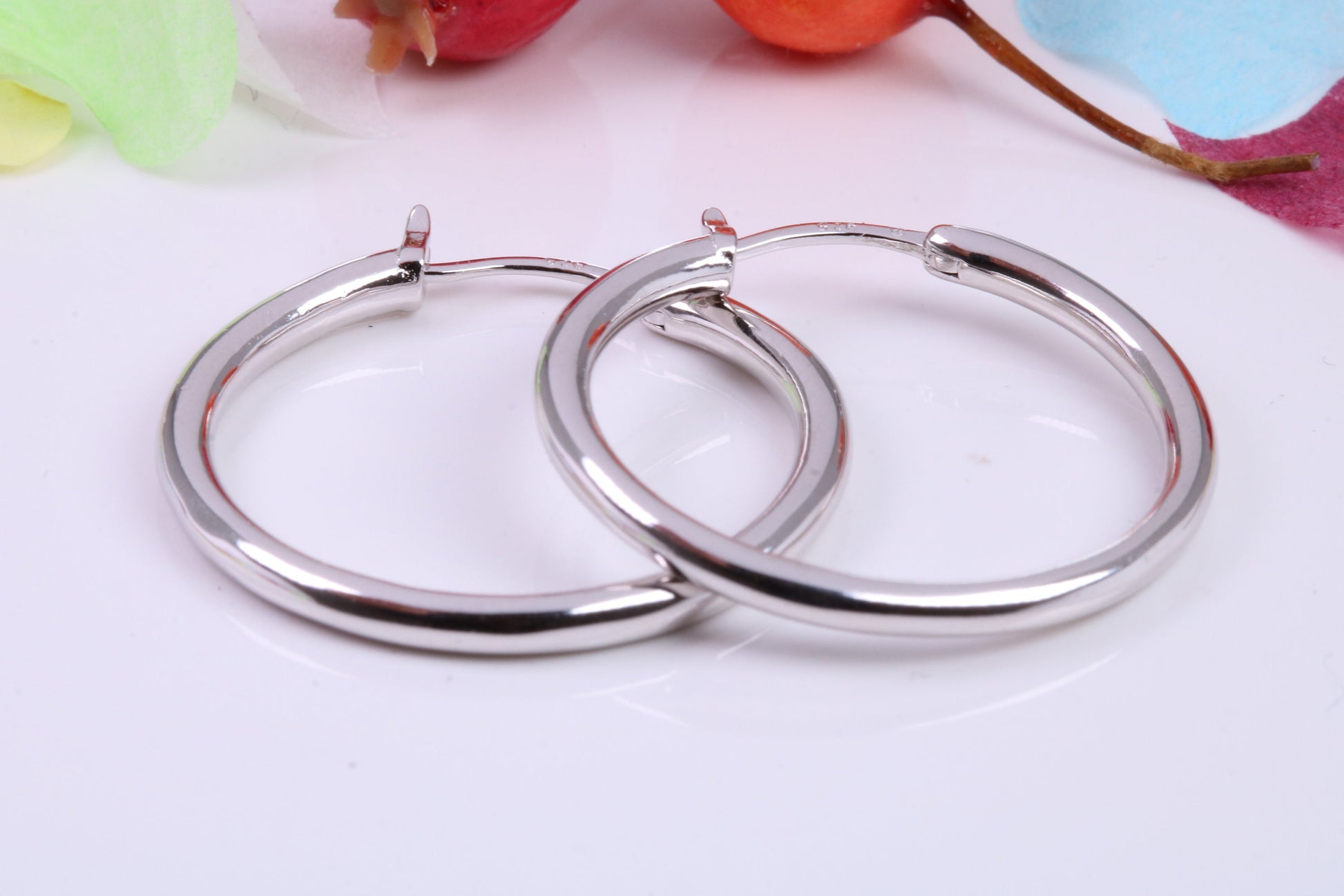 28 mm Round Creole Hoop Earrings Made from 925 Grade Sterling Silver