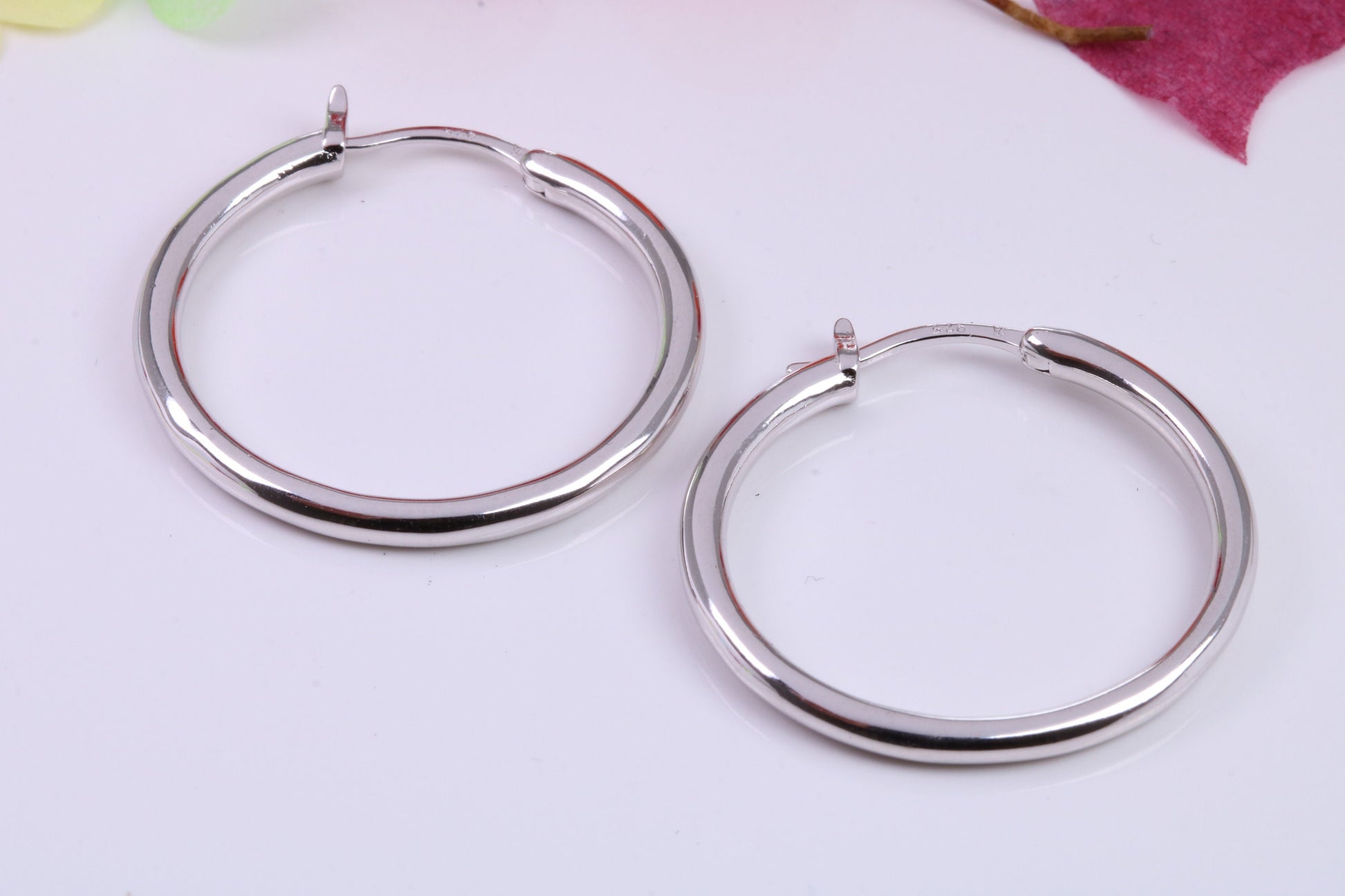 28 mm Round Creole Hoop Earrings Made from 925 Grade Sterling Silver