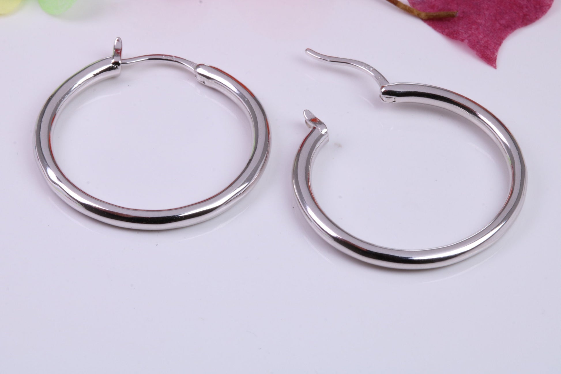 28 mm Round Creole Hoop Earrings Made from 925 Grade Sterling Silver