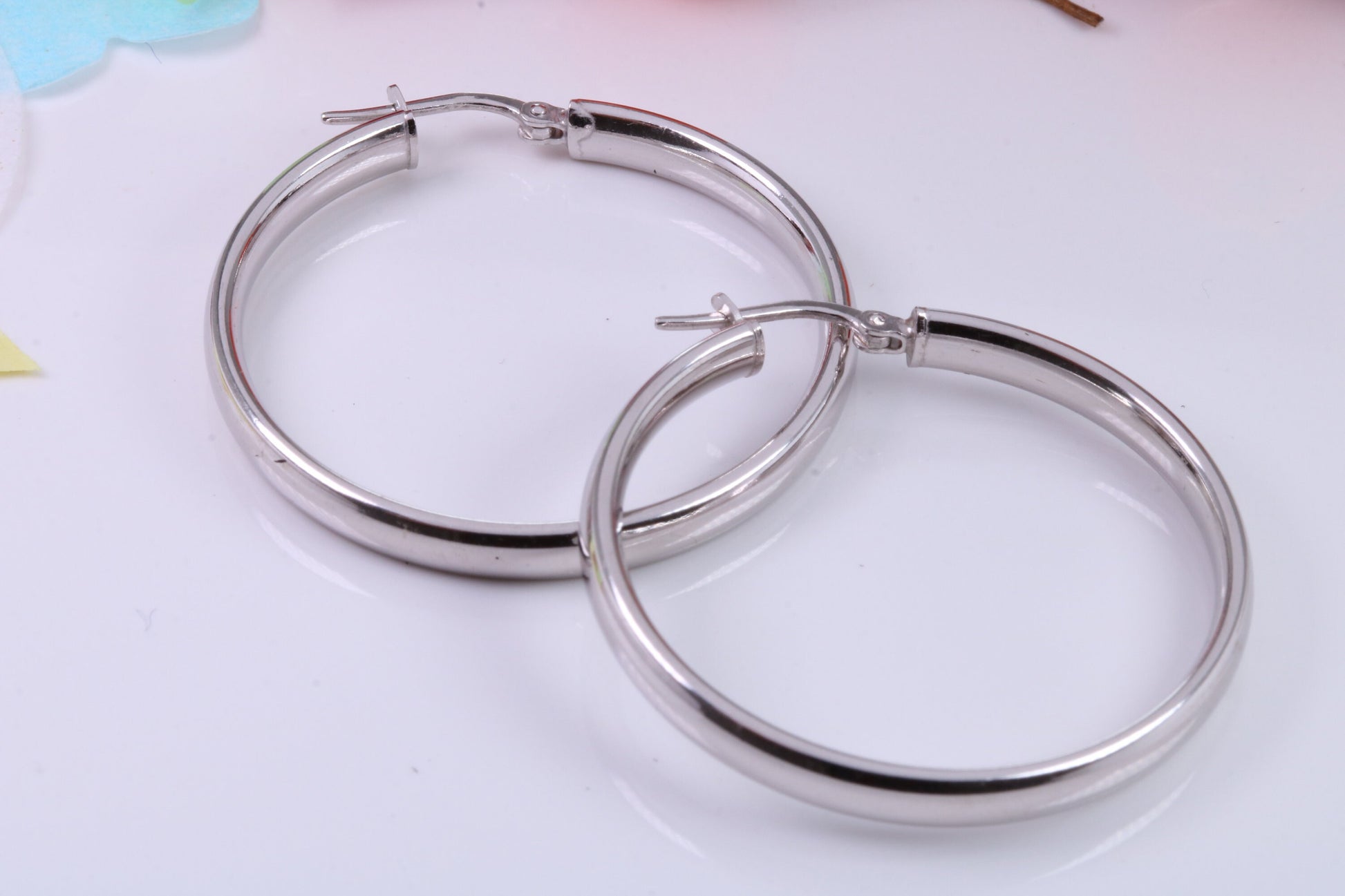 Large 35 mm Round Creole Hoop Earrings Made from 925 Grade Sterling Silver