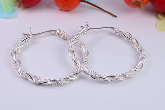 Large 35 mm Round Creole Hoop Earrings Made from 925 Grade Sterling Silver