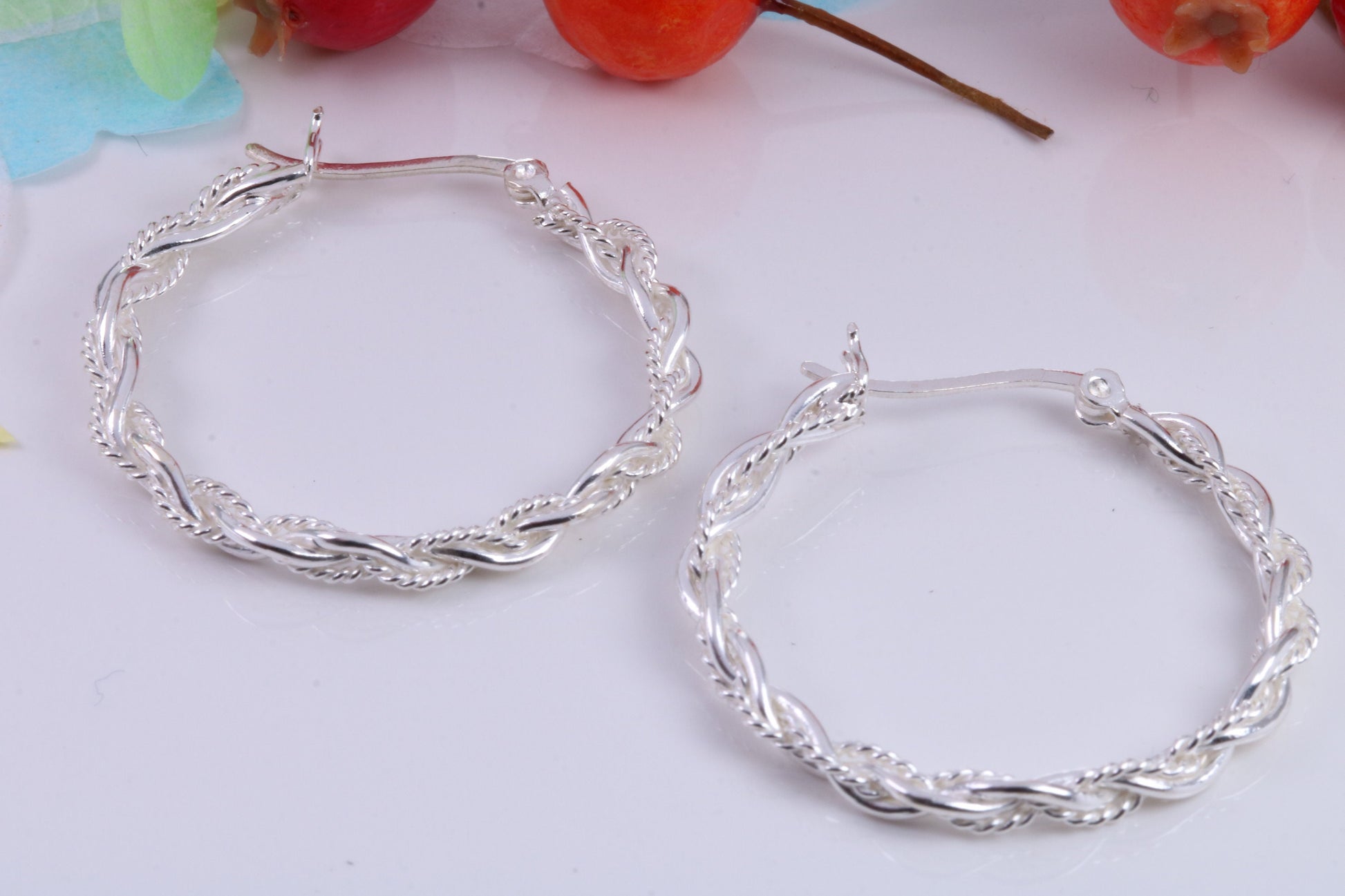 Large 35 mm Round Creole Hoop Earrings Made from 925 Grade Sterling Silver